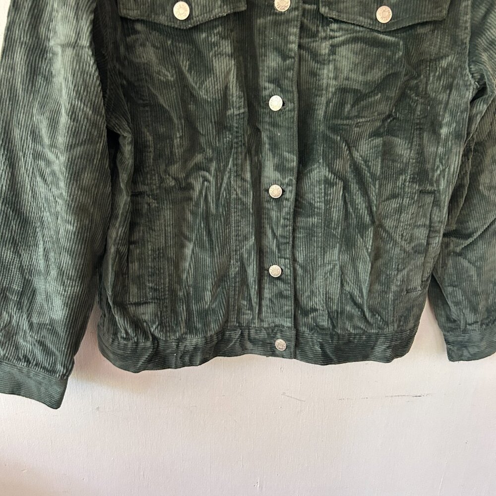Denim & Co Green Corduroy Jacket Womens Medium Button Front Pockets Regency - Picture 3 of 6